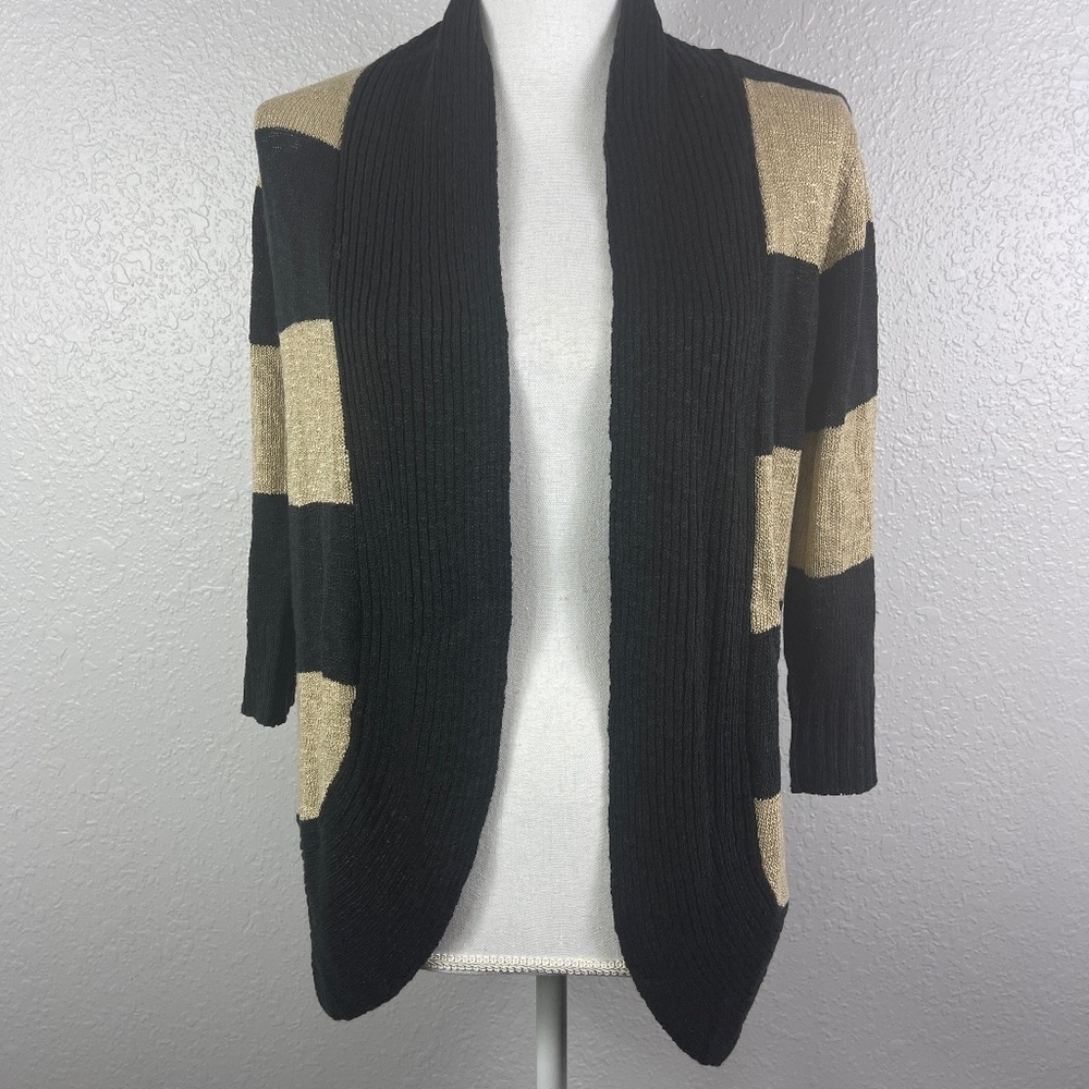 Black &β Brown striped open sweater